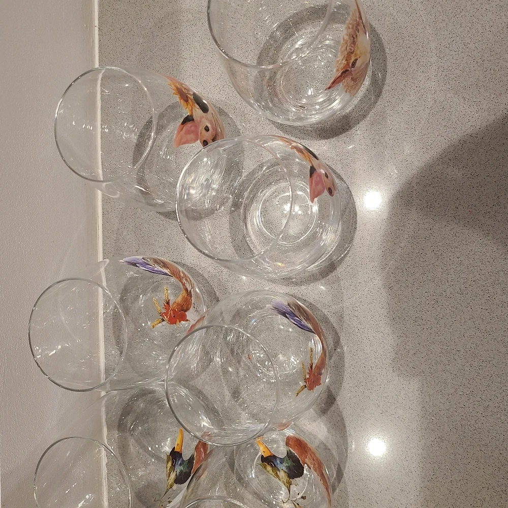 Pier 1 Animal Print Stemless Wine Glasses Set